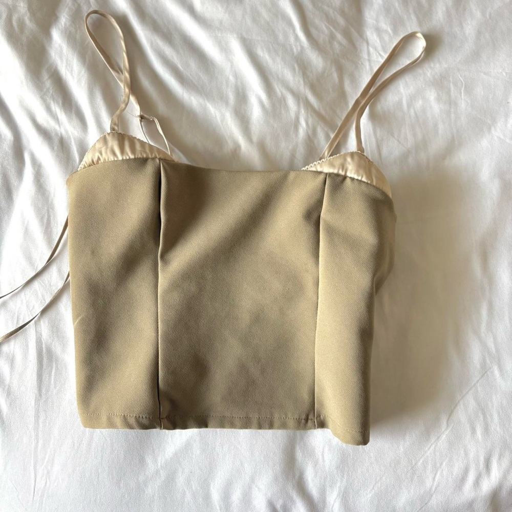 Pull&Bear Tan Peekaboo Bra Camisole Top